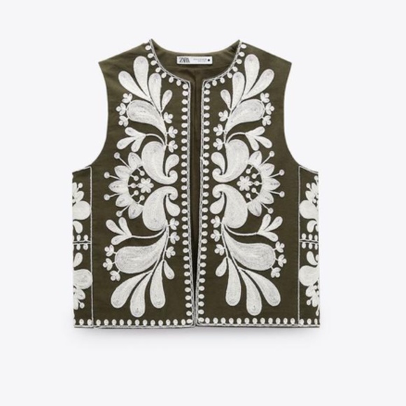 Zara Contrasting Embroidered Vest - Picture 1 of 3